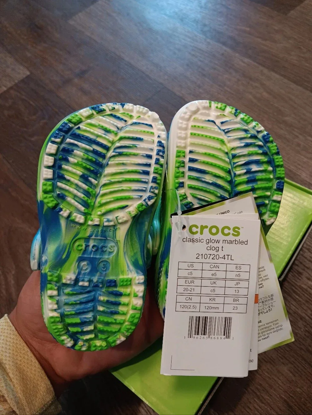 Crocs Classic Glow Marbled Clog, Prep Blue/Multi - Toddler & Kids Sz C5